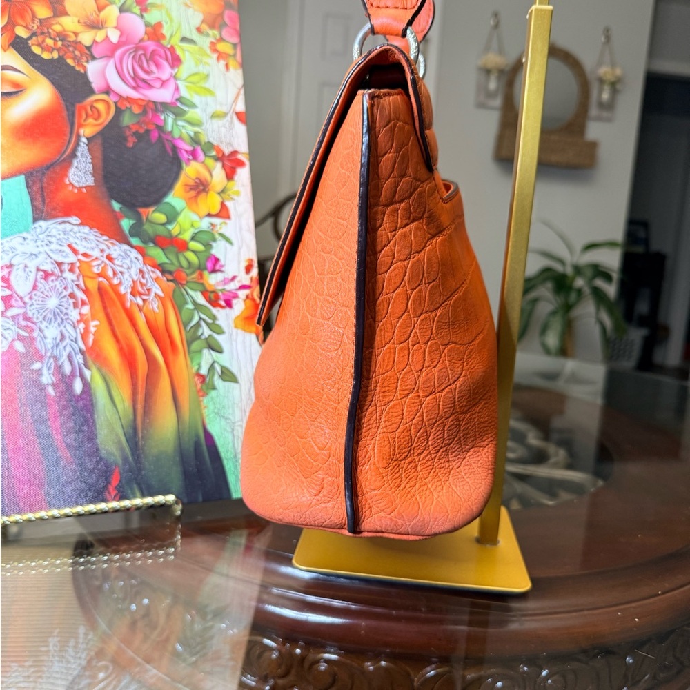 MCM Coral Satchel with Gold Bow Accent - Picture 9 of 15